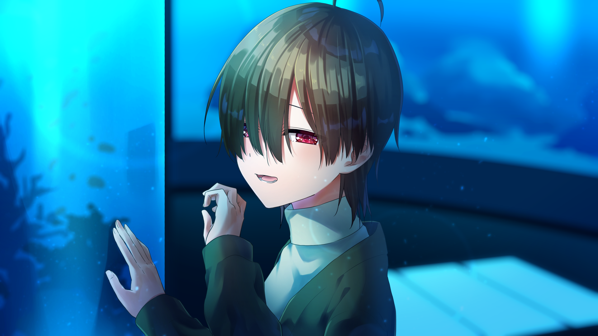 口元に手を添えながら楽しそうに笑ってこちらを見る酸素のイラスト。