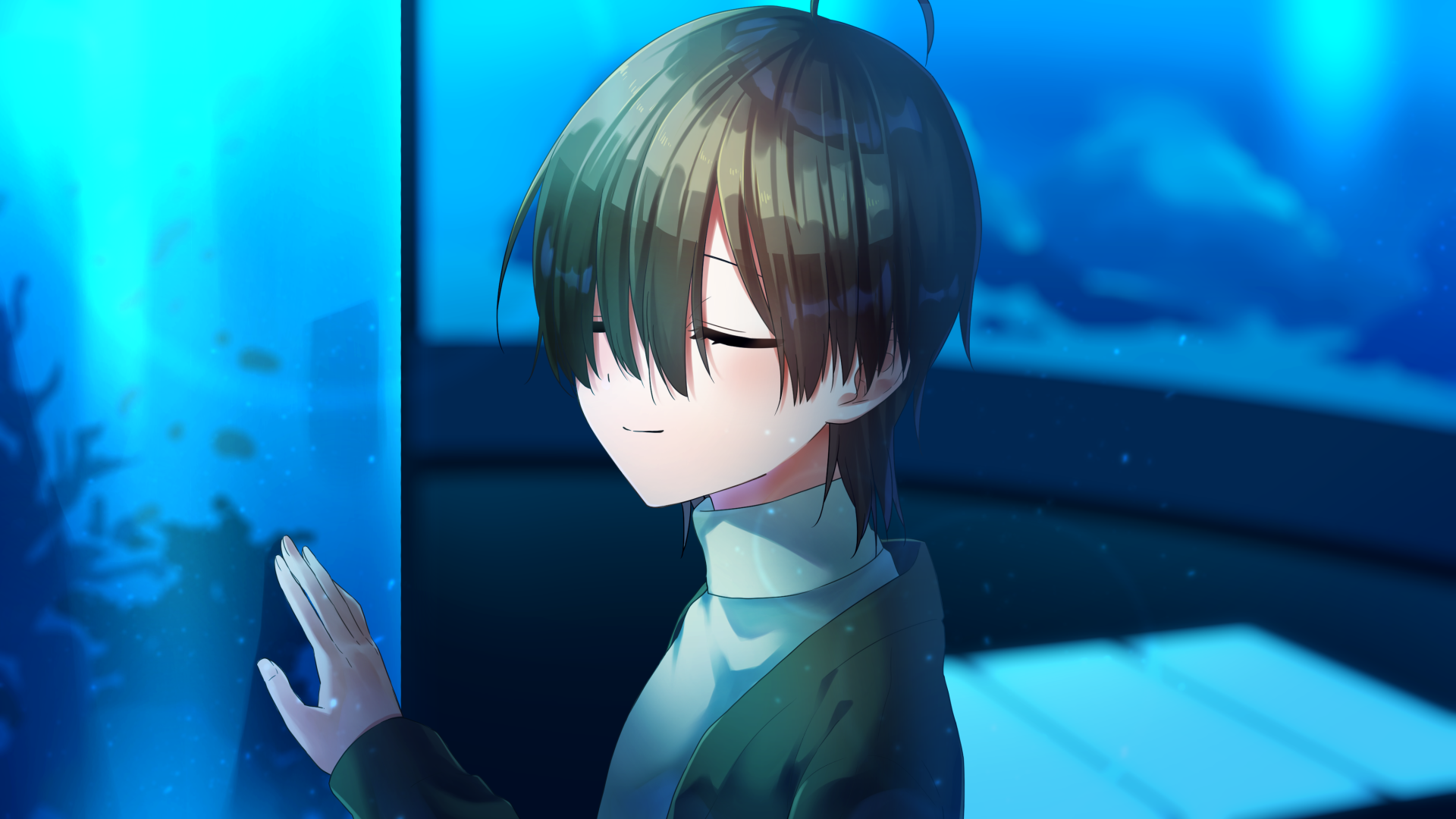 こちらを向きながら目を閉じて頬笑でいる酸素のイラスト。