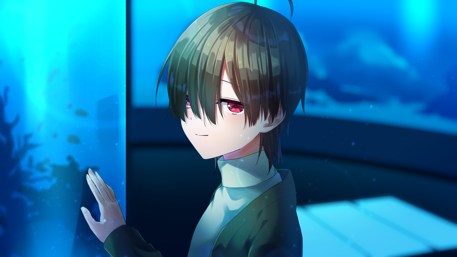 こちらを上目遣いに見て、挑発的に微笑む酸素のイラスト。